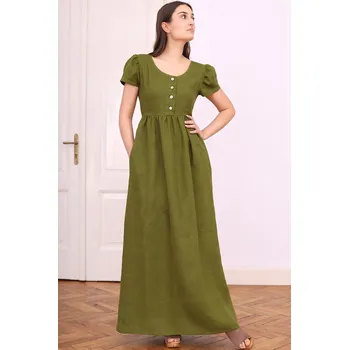 Dámské šaty Lotika Dlouhé šaty s knoflíčky ze 100% lnu 1089966