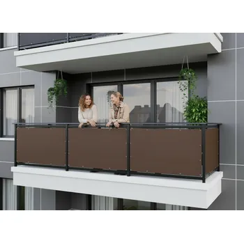 Krycí plachta Balkonová zástěna OSLO hnědá, výška 80 cm, šířka různé rozměry MyBestHome Rozměr: 80x300 cm rozteč 50 cm