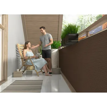 Krycí plachta Balkonová ratanová zástěna MALMO, hnědá, výška 110 cm šířka různé rozměry 1300 g/m2 MyBestHome Rozměr: 110x100 cm