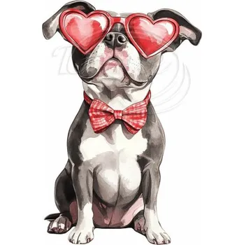 Textilní nažehlovací páska Dante Nažehlovačka Americký staford brýle srdce - 4 x 6 cm