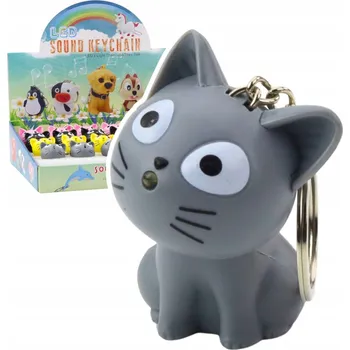 PŘÍVĚSEK NA KLÍČE NA KLÍČE BATOHU KOČIČKA S LED SVÍTILNOU HRAČKA SE ZVUKEM GADGET