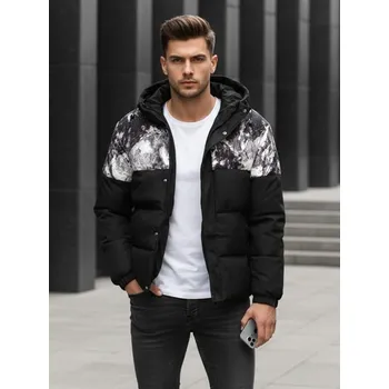 Pánská bunda Dstreet Originální černá zimní bunda s potiskem