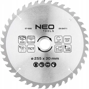 Pilový kotouč Kotouč do pily, vidiový, 255 x 30 mm, 40 zubů, na dřevo NEO TOOLS