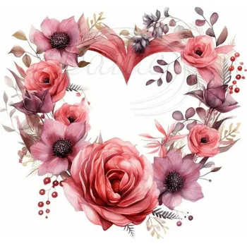 Textilní nažehlovací páska Dante Nažehlovačka Květinové srdce - 6 x 6 cm