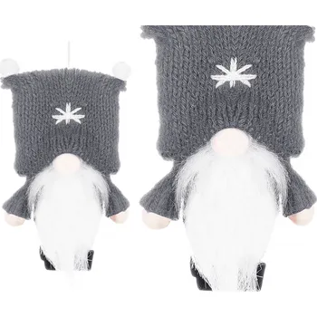 Vánoční dekorace ZÁVĚSNÝ SKŘÍTEK ŠEDÝ NA VÁNOČNÍ STROMEČEK VÁNOČNÍ OZDOBA 8 cm TRPASLÍK GNÓM PŘÍVĚSEK