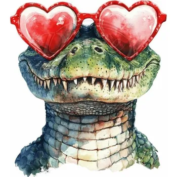 Textilní nažehlovací páska Dante Nažehlovačka Krokodýl a růžové brýle - 11 x 12 cm