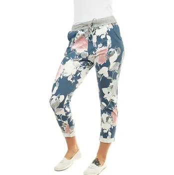 TopMode Dámské tepláky s květinovým potiskem v 7/8 délce 483683