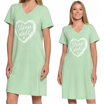 Dámské pyžamo Košile noční Moraj bavlněná zelená 3XL