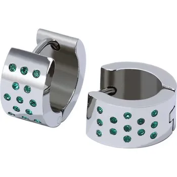 Náušnice TopMode Náušnice kroužky se zelenými kamínky 702359