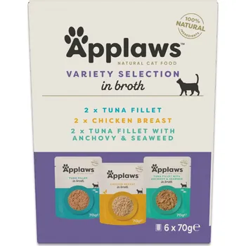Krmivo pro kočku 48x70g Applaws Cat Natural in Broth - míchané balení s tuňákem a kuřecím (3 druhy)