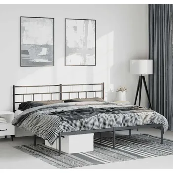 Ložnice vidaXL Kovový rám postele s čelem 193 x 203 cm [355714] Barva: Černá