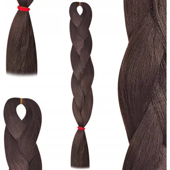 Příčesek Syntetické vlasy na copánky ROVNÉ HNĚDÉ #4B