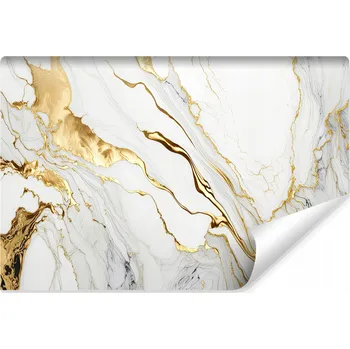 Fototapeta Fototapeta na zeď Bílý MRAMOR Zlaté prvky Abstrakce Kámen 90x60