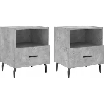 Noční stolek Noční stolek šedo-betonový 40 x 35 x 47,5 cm s kovovými nožkami