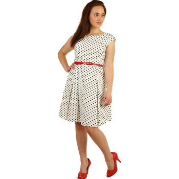 Dámské šaty TopMode Puntíkované retro šaty s páskem-i pro plnoštíhlé 801915