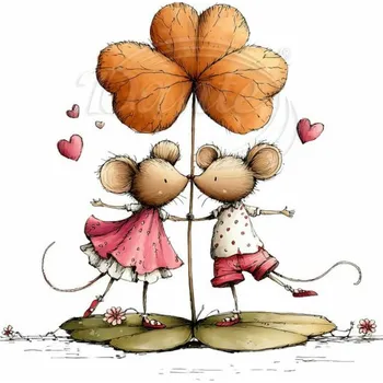 Textilní nažehlovací páska Dante Nažehlovačka Zamilované myšičky 3 - 12 x 12 cm