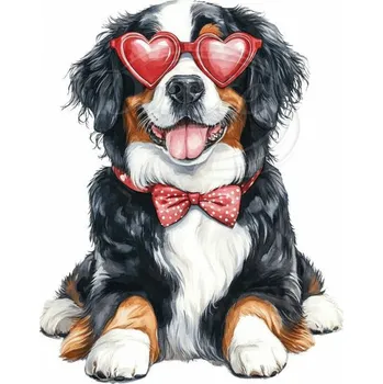 Textilní nažehlovací páska Dante Nažehlovačka Bernský salašnický brýle srdce - 5 x 6 cm