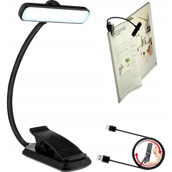 Lampička USB LAMPičKA NA ČTENÍ KNIH NOČNÍ LAMPA S KLIPEM ŠETRNÁ K OČÍM 24LED