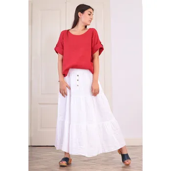 Dámská sukně TopMode Lněná sukně s knoflíky 951610