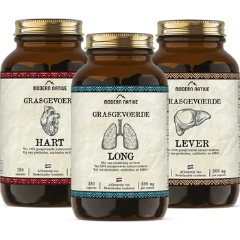 Modern Native | Lyofilizovaná játra, plíce a srdce - Balíček vitality & odolnosti 6 kapslí denně (3000 mg) · ≈ 15 g čerstvého organového masa
