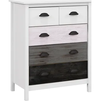 Komoda HOMCOM Komoda Úložná skříňka s 5 zásuvkami Ochrana proti překlopení do ložnice Obývací pokoj v bílé barvě 70x38x85cm | Aosom.de