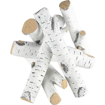 Vevor Keramická březová polínka do plynového krbu, 6 ks bílá, stohovatelná