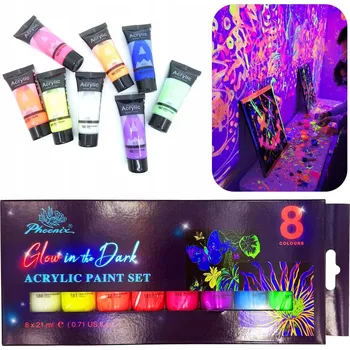 Vodová barva Akrylové barvy Phoenix, sada 8 vícebarevných ks po 21 ml