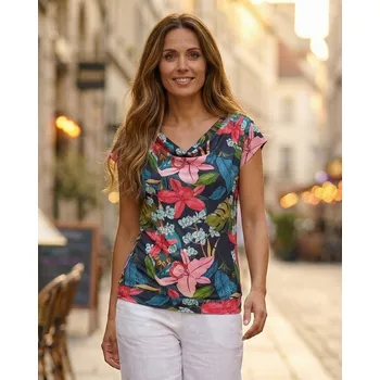 Dámská móda Dámské triko s krátkým rukávem KIXMI JACINTA TMAVĚ MODRÁ XS