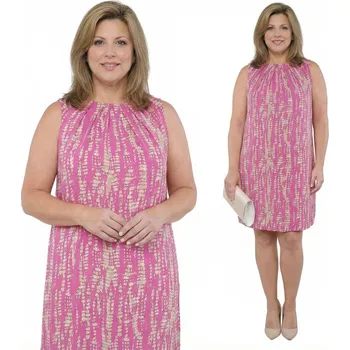 Dámské šaty Růžové šaty béžové plus size velikost 56