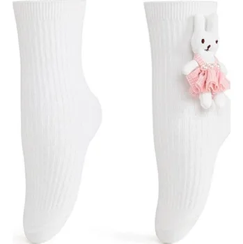 BE SNAZZY Bílé ponožky s aplikací zajíčka v šatech Vel. 23-29