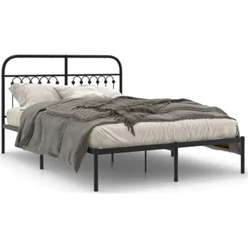 Ložnice vidaXL Kovový rám postele s čelem 140 x 190 cm [376600] Barva: Černá