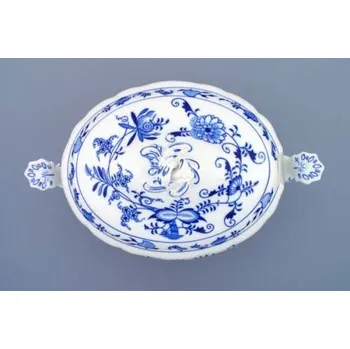 Nádoba na olej a ocet Cibulák Víko k míse polévkové oválné 3 l, originální cibulákový porcelán Dubí, cibulový vzor