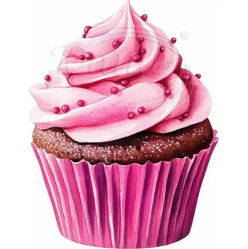 Textilní nažehlovací páska Dante Nažehlovačka Růžový cupcake - 5 x 6 cm