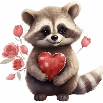 Textilní nažehlovací páska Dante Nažehlovačka Mýval se srdíčkem - 6 x 6 cm