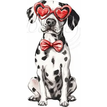 Textilní nažehlovací páska Dante Nažehlovačka Dalmatýn brýle srdce - 3 x 6 cm