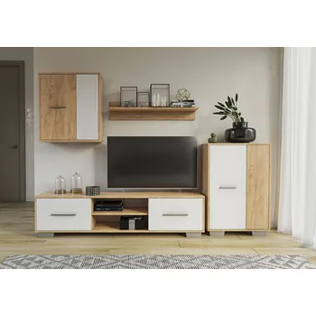 Obývací stěna VerDesign GAMORA obývací sestava, dub kraft zlatý/bílá diamond