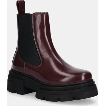 Oblečení a móda Kožené kotníkové boty Tommy Hilfiger TH SHINY LEATHER CHELSEA FW0FW09042 burgundské 93X, EUR 41