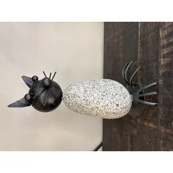 Zahradní dekorace Kovaná kočka - tělo z kamene 30cm