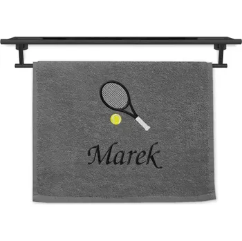 Ručník Malý ručník se jménem NA PŘÁNÍ stříbrný 30x50 Tenisová raketa