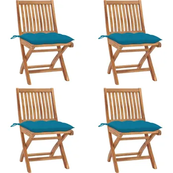 Skládací zahradní židle s poduškami 4 ks masivní teak - 8720286440360