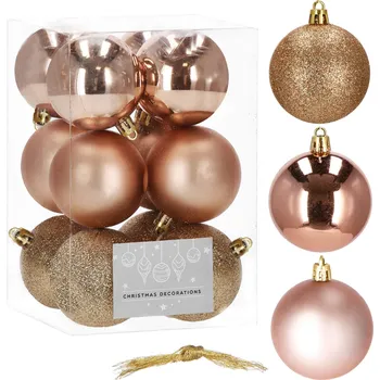 Vánoční dekorace VÁNOČNÍ BAŇKY NA STROMEČEK 6 cm NEROZBITNÉ VÁNOČNÍ KOULE ZLATÉ 12 ks