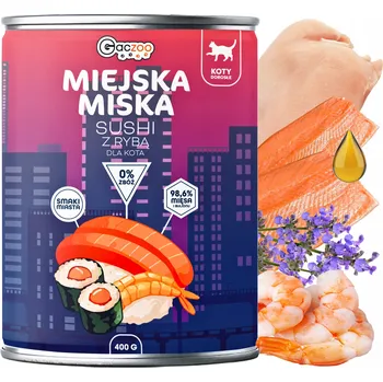 Krmivo pro kočku Gaczoo Městská bezobilná miska krmivo mokrá pro kočky Sushi s Rybou 400g