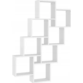 police Bílá nástěnná police ve tvaru kostek 90 x 15 x 119 cm