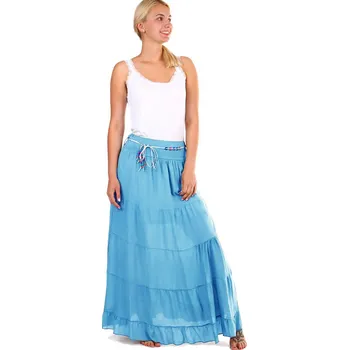 Dámská sukně TopMode Dámská jednobarevná maxi sukně s korálkovým páskem 470991