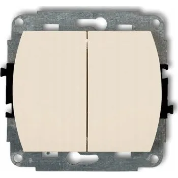 vypínač Dvojitý vypínač pod omítku Karlik, béžové odstíny 1WP-2