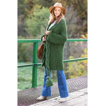 Dámský svetr TopMode Kardigan s výrazným lemováním z alpaky 731102