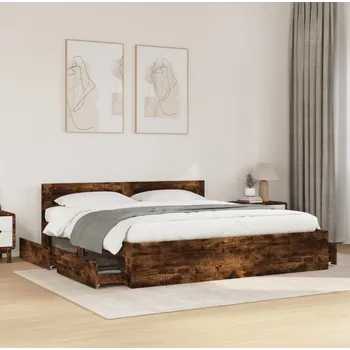 Postel vidaXL Rám postele s čelem bez matrace 200x200 cm [3295540] Barva: kouřový dub