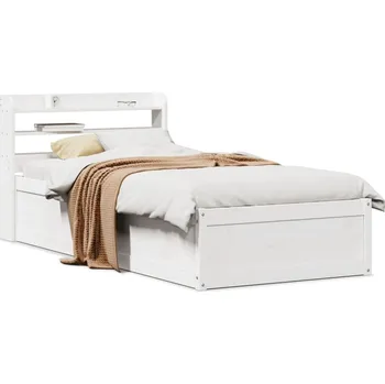 Postel vidaXL Rám postele s čelem 90 x 200 cm masivní borové dřevo [3307093] Barva: Bílá