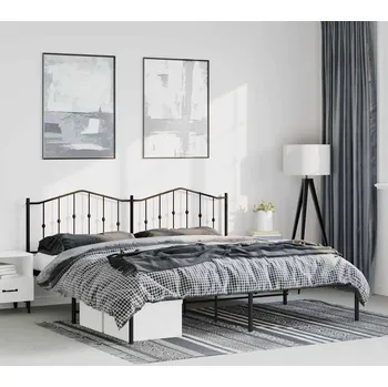 Ložnice vidaXL Kovový rám postele s čelem 193 x 203 cm [373844] Barva: Černá