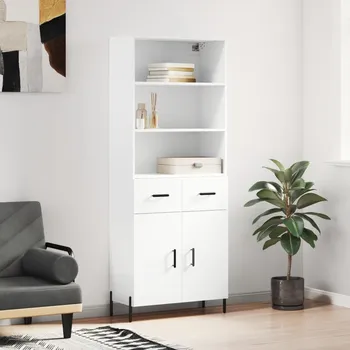 Příborník do zásuvky Skříň highboard bílá 69,5 x 34 x 180 cm kompozitní dřevo - 8720845499433